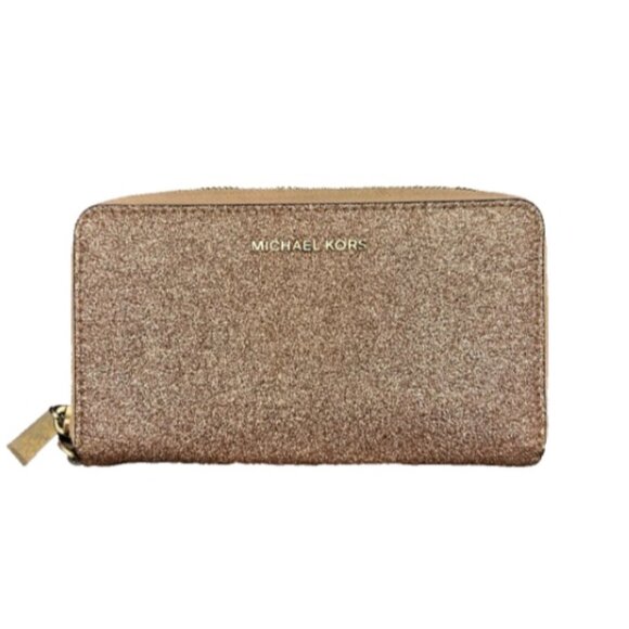 Michael Kors Rose Gold/Brown Glitter Wallet/Wristlet - Picture 3 of 16